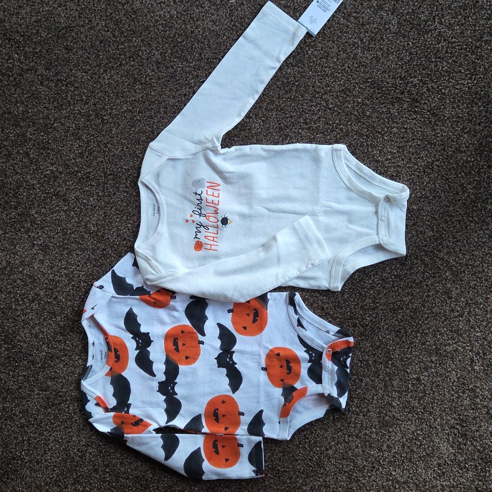 24M Baby Bodysuit 2-Pack My First Halloween Lot of 2 Long Sleeve NWT $28